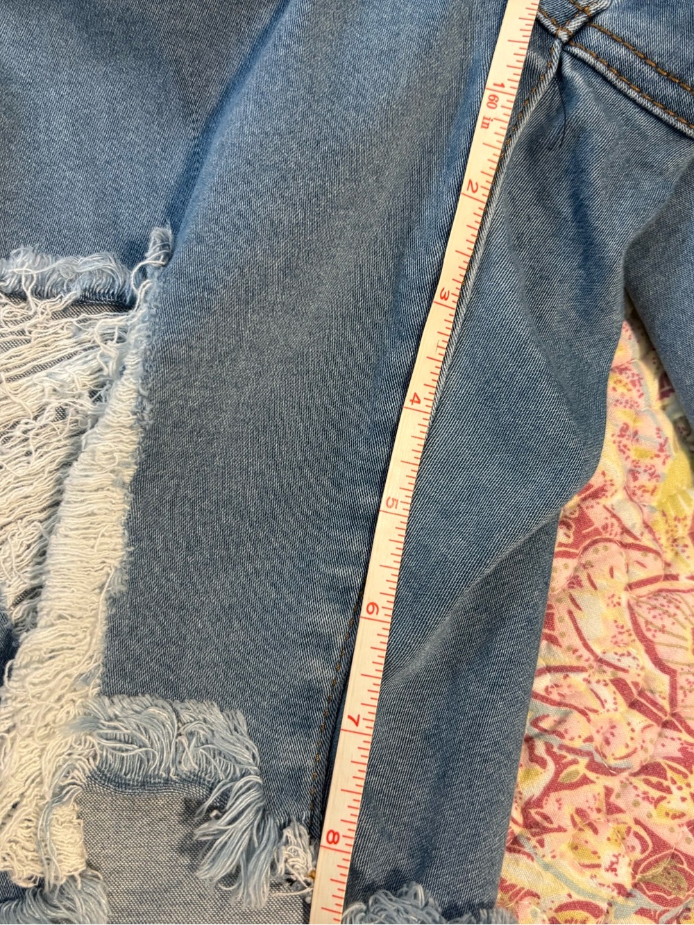 Light Blue Distressed Stretch Denim Shorts 2X - Picture 5 of 5